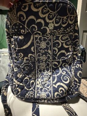 Vera Bradley Navy and Cream Quilted Floral Backpack